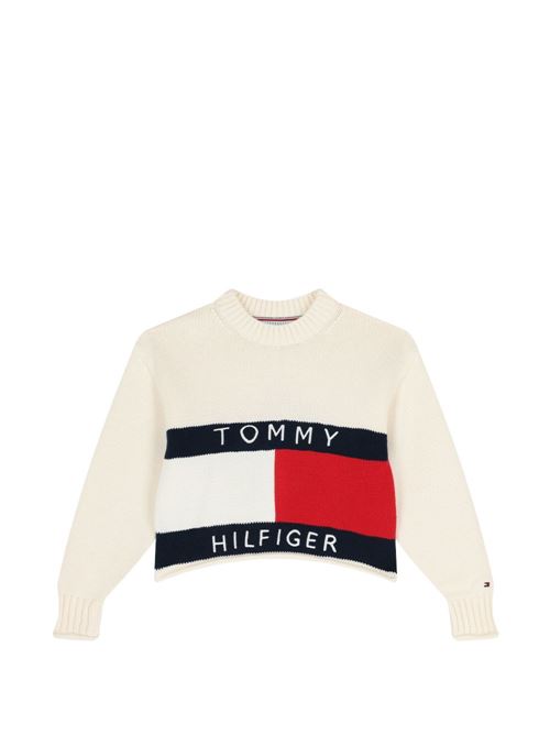 Maglia bambina Tommy Hilfiger avorio TOMMY HILFIGER KIDS | KG0KG08922YA8